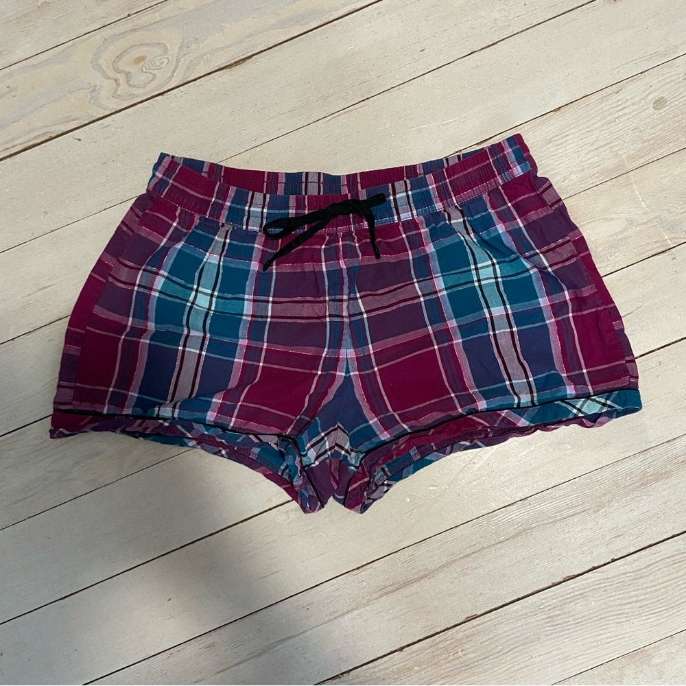 Secret Treasures/pajama shorts/purple turquoise white silver/size medium (8-10)